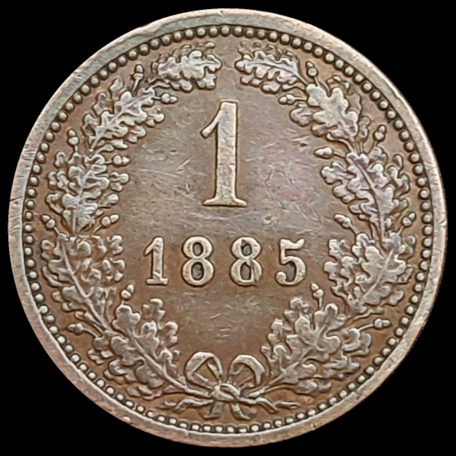 1-Kreuzer--1885----Franz-Joseph-I---Larger-Eagle-/-Die-Clash---Die-Cracks